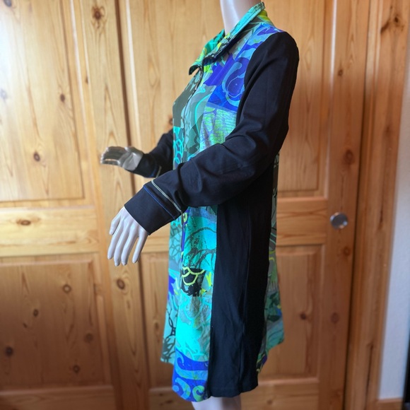 Art Simply by Dolcezza Zip Front Art to Wear Dress Size L Abstract Print - Picture 6 of 16